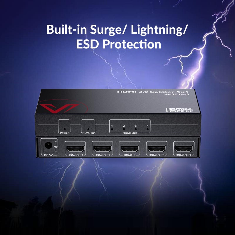 v AV Access 4K@60Hz/1080p@120Hz HDMI 2.0 Splitter 1 in 4 Out, Auto Downscaler with HDR10 &3D, 18Gbps Zero Latency, AV Access Gaming Splitter, Duplicate/Mirror Screens, HDCP 2.2, for Xbox PS5 - Image 4